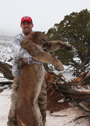 Hunter with Mountain Lion in Wind River Mountains of Wyoming